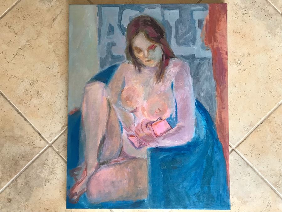 Original Unsigned Abstract Expressionist Nude Painting 22 X 28