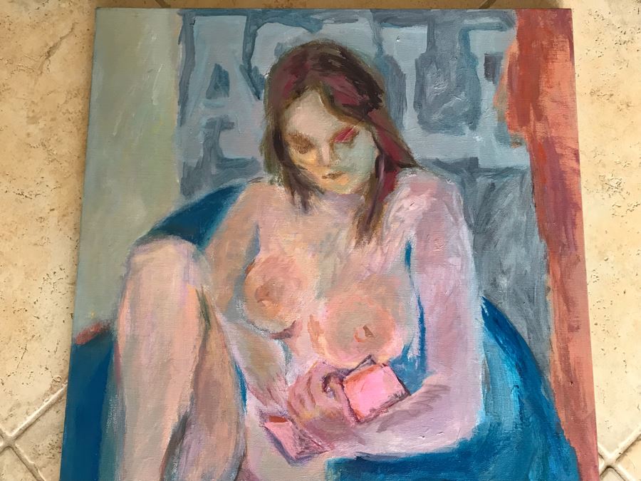 Original Unsigned Abstract Expressionist Nude Painting 22 X 28 [Photo 3]