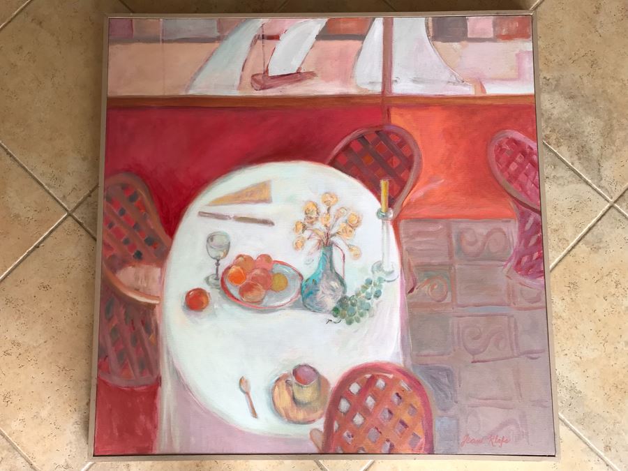 Original Jean Klafs Abstract Expressionist Acrylic Painting On Canvas Titled 'Yacht Club' 40' X 40' [Photo 2]