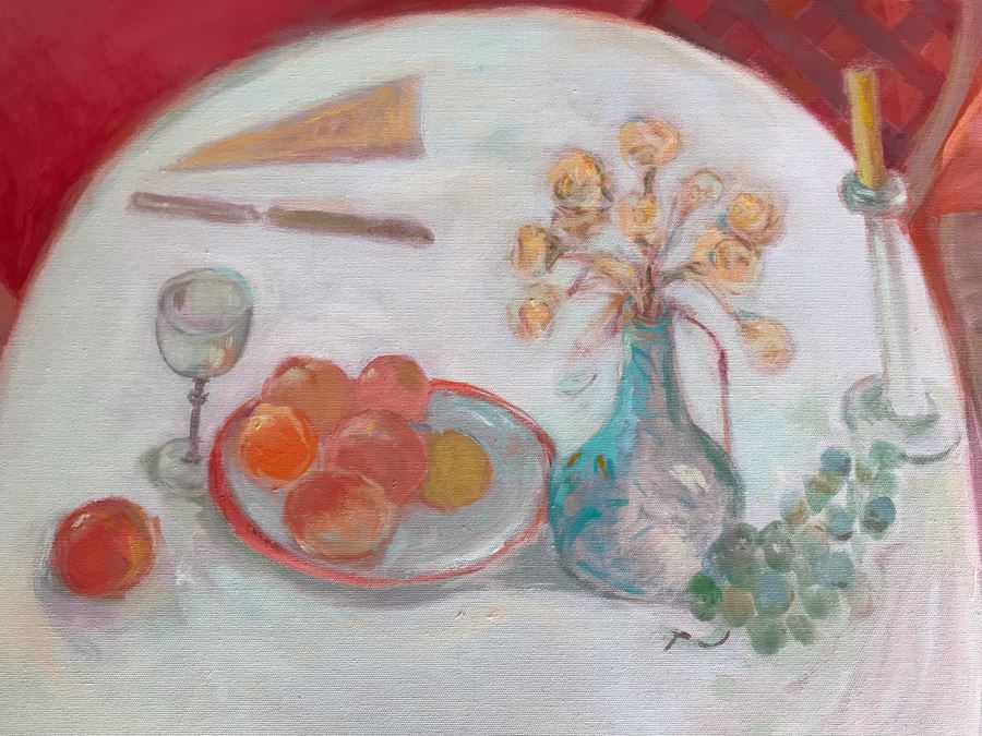 Original Jean Klafs Abstract Expressionist Acrylic Painting On Canvas Titled 'Yacht Club' 40' X 40' [Photo 4]