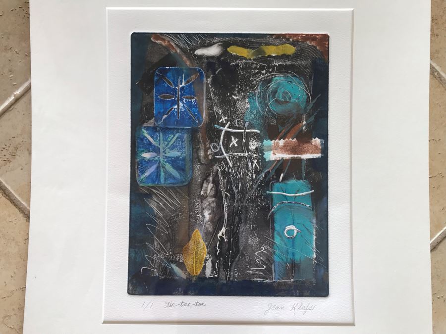 Original Jean Klafs Abstract Expressionist Monotype Artwork On Paper Titled 'Tic-Tac-Toe' 1 Of 1 - 21' X 18'