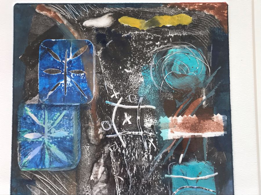 Original Jean Klafs Abstract Expressionist Monotype Artwork On Paper Titled 'Tic-Tac-Toe' 1 Of 1 - 21' X 18' [Photo 2]