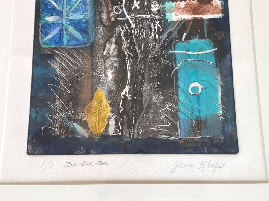 Original Jean Klafs Abstract Expressionist Monotype Artwork On Paper Titled 'Tic-Tac-Toe' 1 Of 1 - 21' X 18' [Photo 4]