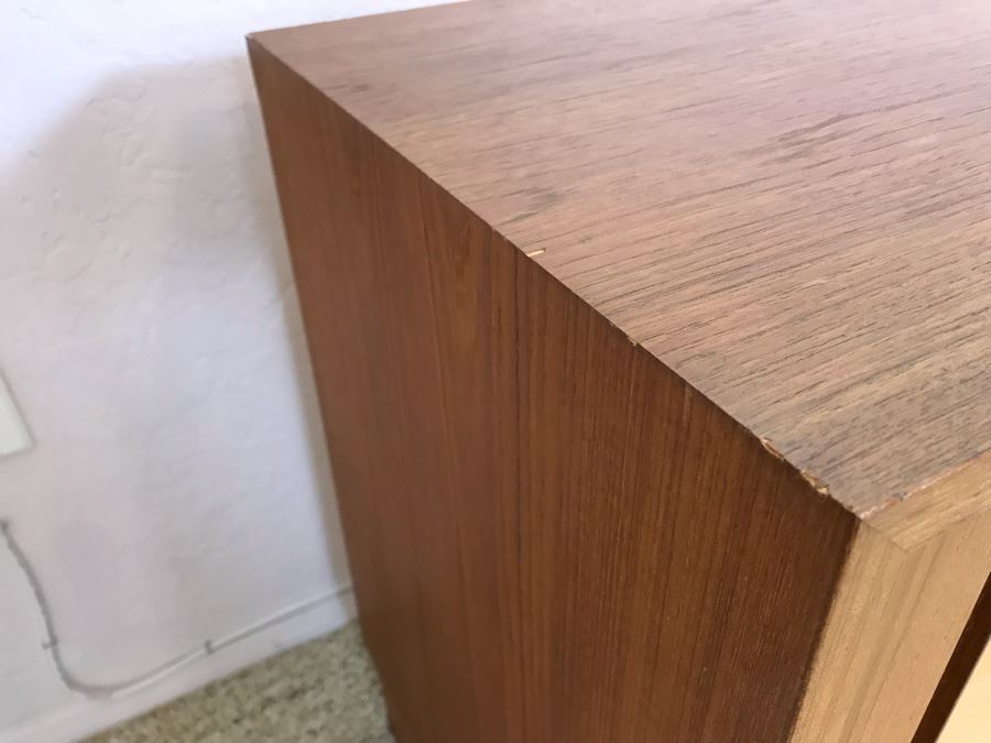 Danish Modern Teak Cabinet Credenza With Tambour Accordion Sliding ...