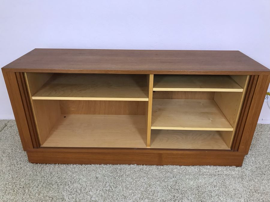 Danish Modern Teak Cabinet Credenza With Tambour Accordion Sliding Pocket Doors 54.5W X 17D X 26H [Photo 7]