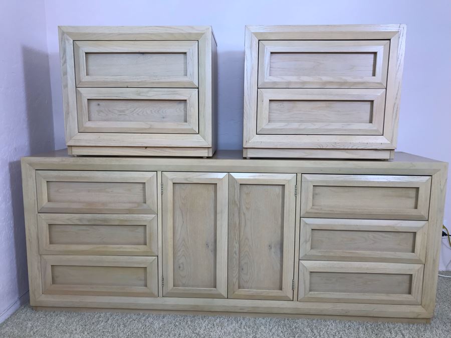 Thomasville Dresser Chest Of Drawers 74W X 18D X 30H With Pair Of Matching Nightstands 26W X 16D X 22.5H [Photo 2]