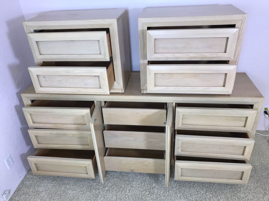 Thomasville Dresser Chest Of Drawers 74W X 18D X 30H With Pair Of Matching Nightstands 26W X 16D X 22.5H [Photo 14]