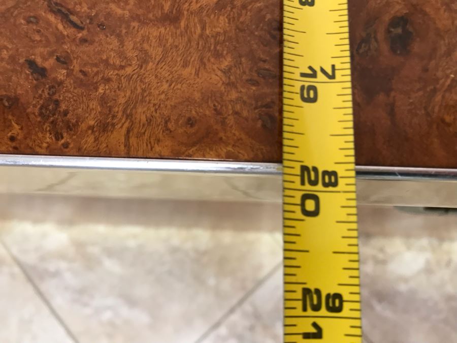 Pierre Cardin Vintage 1970s Mid-Century Modern Art Deco French Burl Walnut Buffet Bar With Built-In Ice Bucket And Hinged Mirror 'Environmental Collection' 55.5W X 20D X 30H [Photo 29]