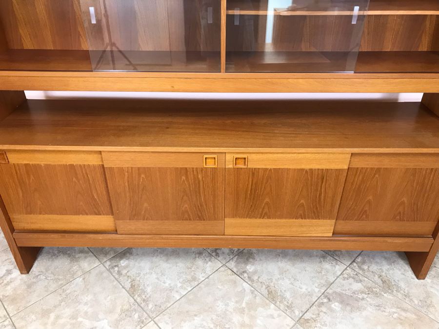 Danish Modern Teak Long Credenza Cabinet With Hutch 79W X 18D X 56.5H [Photo 8]