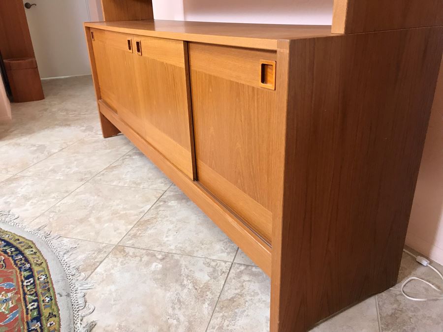 Danish Modern Teak Long Credenza Cabinet With Hutch 79W X 18D X 56.5H [Photo 4]