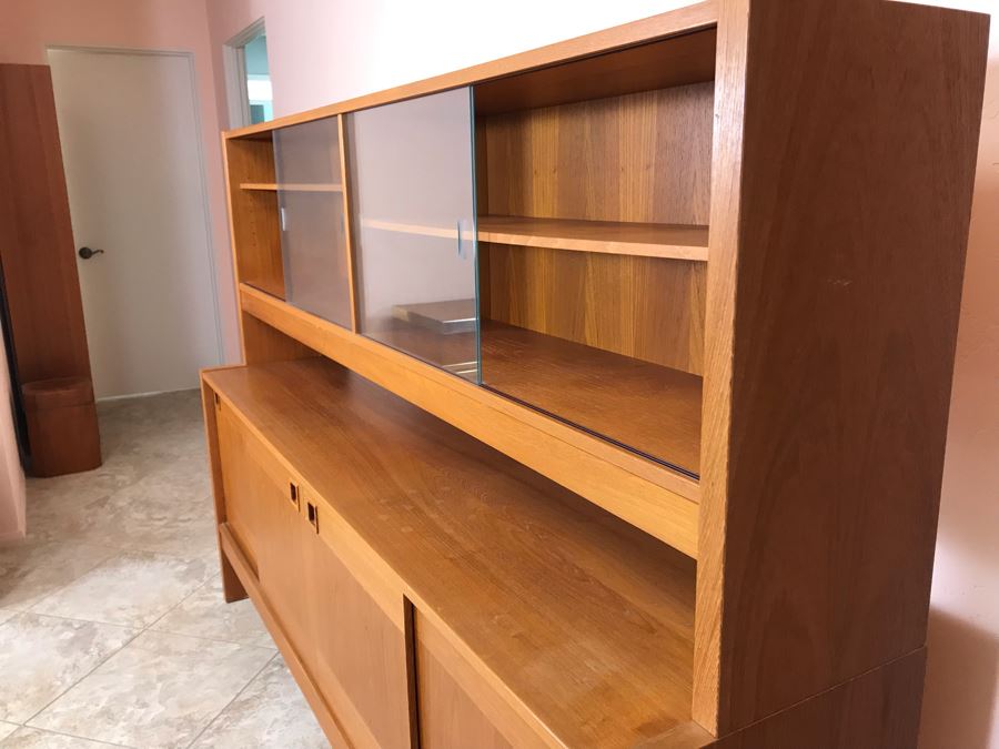 Danish Modern Teak Long Credenza Cabinet With Hutch 79W X 18D X 56.5H [Photo 5]
