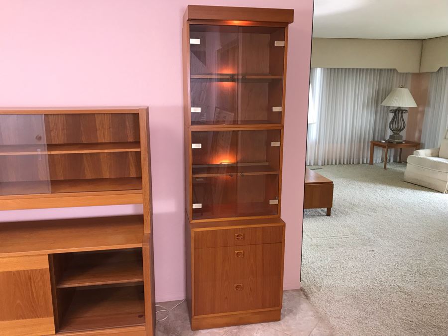 4-Piece Danish Modern Teak Curio Cabinet With 3-Drawers [Photo 3]