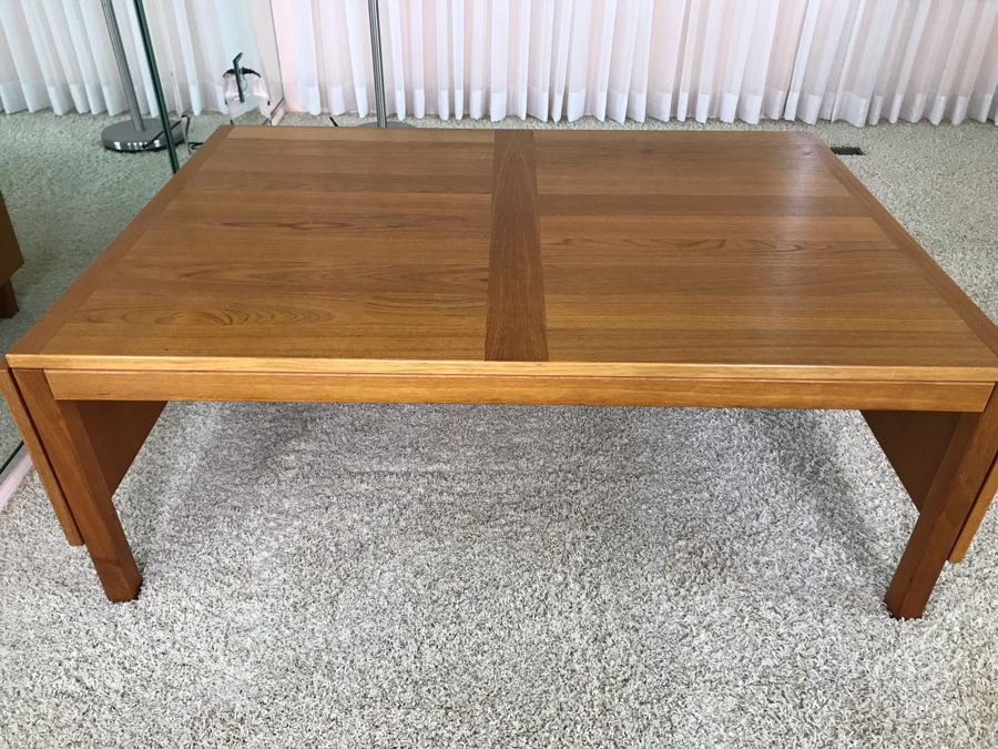 Danish Modern Teak Drop-Leaf Table 49W X 33.5D X 17H (Each Leaf Extends 12') [Photo 24]