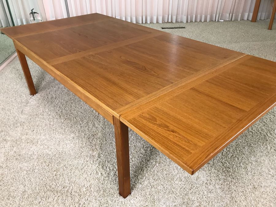 Danish Modern Teak Drop-Leaf Table 49W X 33.5D X 17H (Each Leaf Extends 12') [Photo 7]