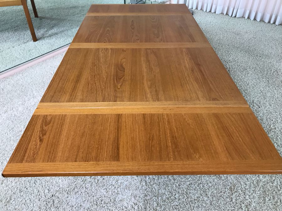 Danish Modern Teak Drop-Leaf Table 49W X 33.5D X 17H (Each Leaf Extends 12') [Photo 10]