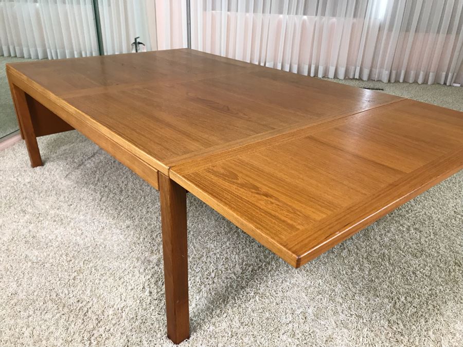 Danish Modern Teak Drop-Leaf Table 49W X 33.5D X 17H (Each Leaf Extends 12') [Photo 4]
