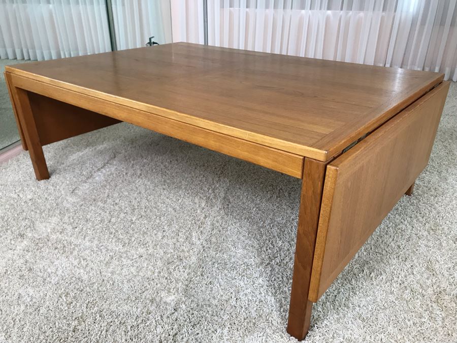 Danish Modern Teak Drop-Leaf Table 49W X 33.5D X 17H (Each Leaf Extends 12') [Photo 27]