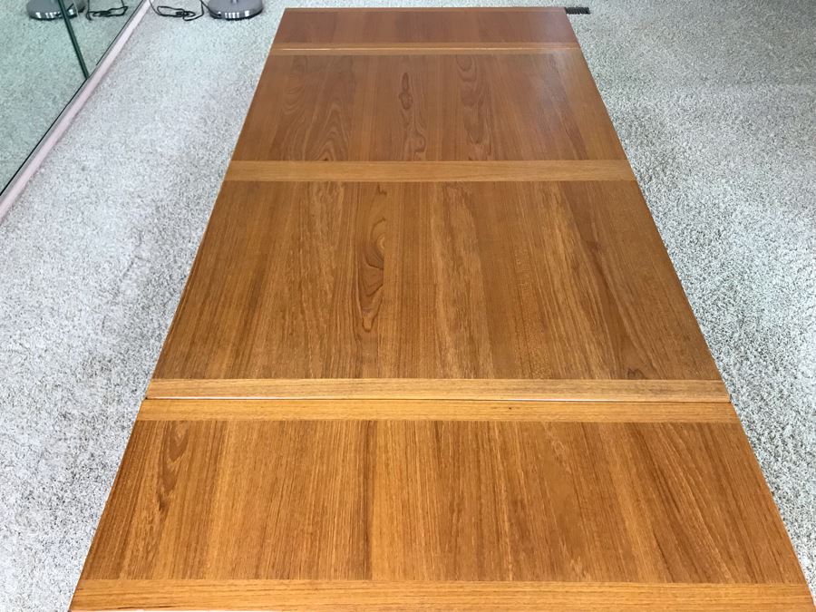 Danish Modern Teak Drop-Leaf Table 49W X 33.5D X 17H (Each Leaf Extends 12') [Photo 13]