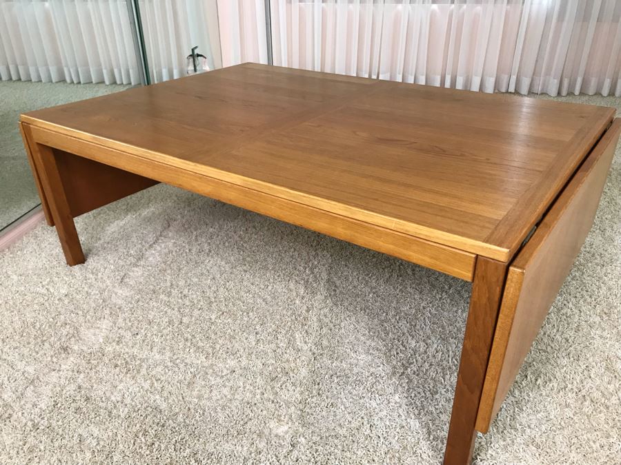 Danish Modern Teak Drop-Leaf Table 49W X 33.5D X 17H (Each Leaf Extends 12') [Photo 26]