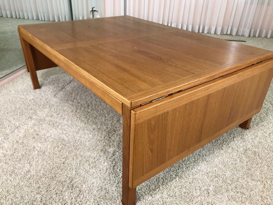 Danish Modern Teak Drop-Leaf Table 49W X 33.5D X 17H (Each Leaf Extends 12') [Photo 2]