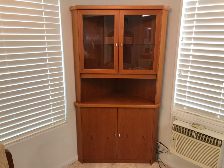 Danish Modern Teak 2-Piece Corner Cabinet 39W X 23D X 71H [Photo 2]