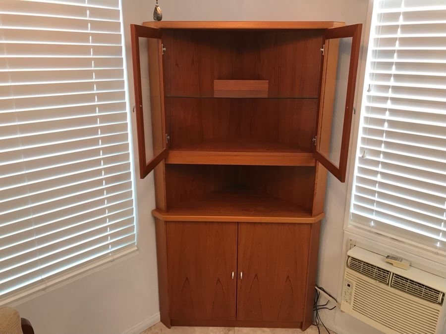 Danish Modern Teak 2-Piece Corner Cabinet 39W X 23D X 71H [Photo 3]