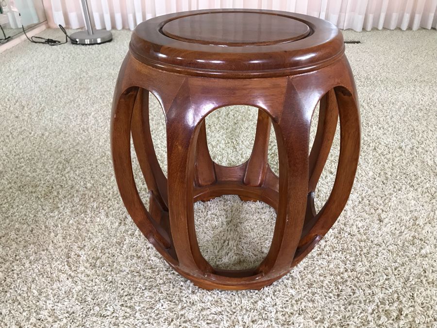 Chinese Teak Stool Plant Stand 18W X 18H [Photo 5]
