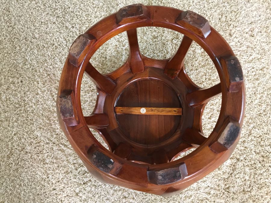 Chinese Teak Stool Plant Stand 18W X 18H [Photo 6]