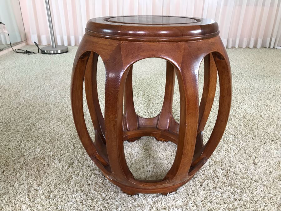 Chinese Teak Stool Plant Stand 18W X 18H [Photo 3]