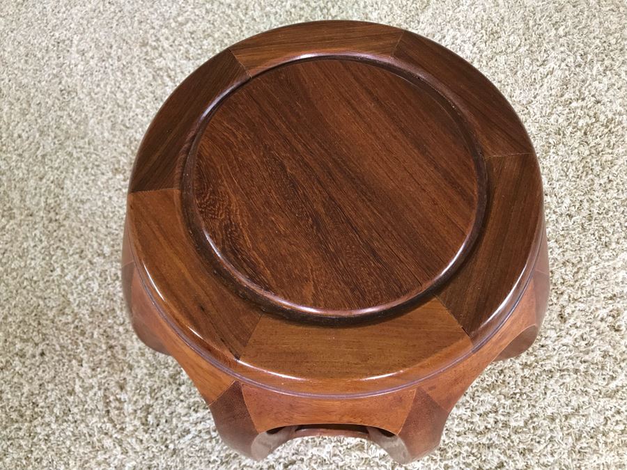 Chinese Teak Stool Plant Stand 18W X 18H [Photo 4]