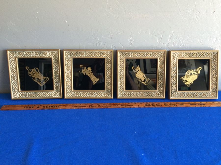 Framed Gold on Black Glass Artwork [Photo 1]