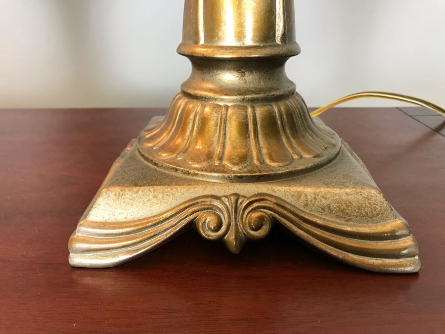 Pair Of Metal Table Lamps With Stiffel Shades 31H [Photo 5]