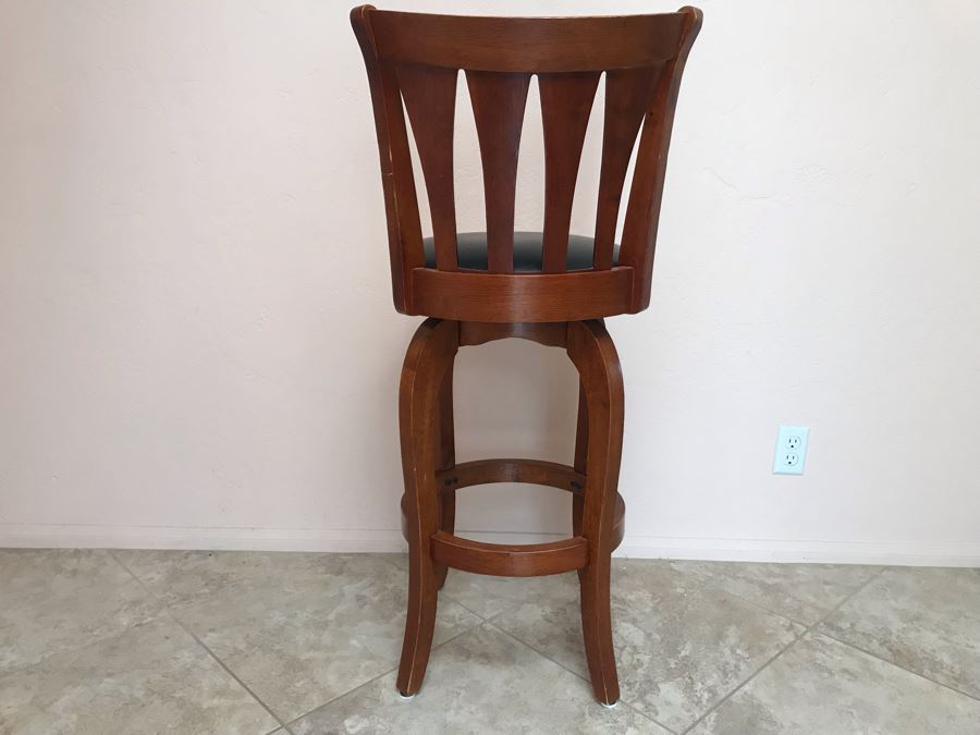 Wooden Swivel Bar Stool With Back [Photo 2]