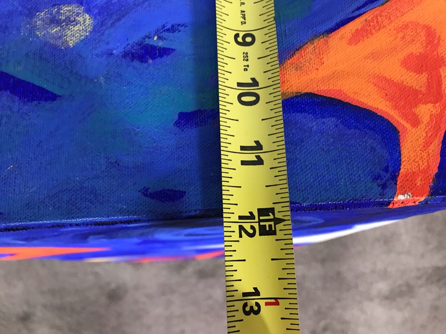 Original Jean Klafs Abstract Expressionist Paintings On Canvas Pedestal Stand Table Furniture Signed On Bottom 12W X 12D X 29.5H [Photo 7]