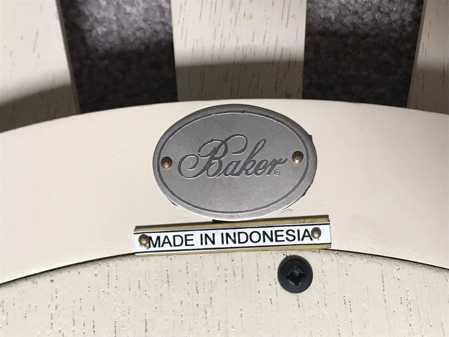 Baker Furniture Modernist White Sunburst Convex Mirror (Red Dot Is Sticker That's Been Removed) [Photo 5]