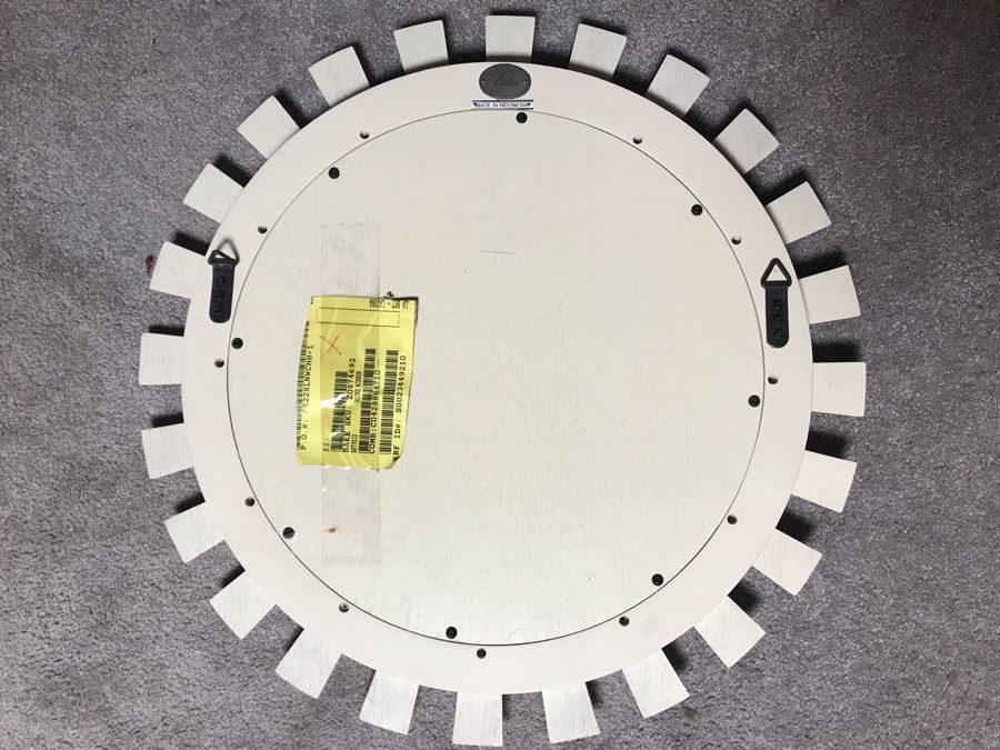 Baker Furniture Modernist White Sunburst Convex Mirror (Red Dot Is Sticker That's Been Removed) [Photo 3]