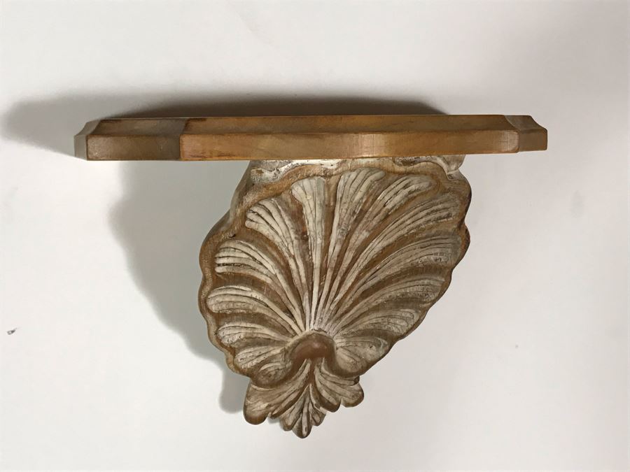 Italian Carved Wooden Wall Shelf With Shell Motif 13.5W X 7D X 10H [Photo 4]