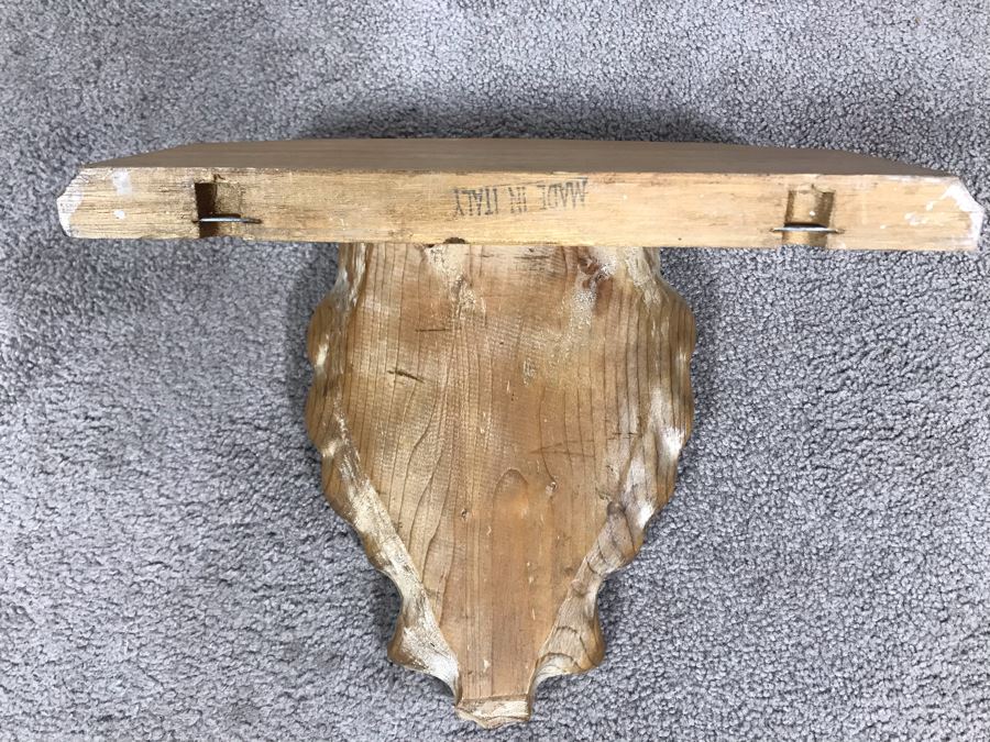 Italian Carved Wooden Wall Shelf With Shell Motif 13.5W X 7D X 10H [Photo 7]