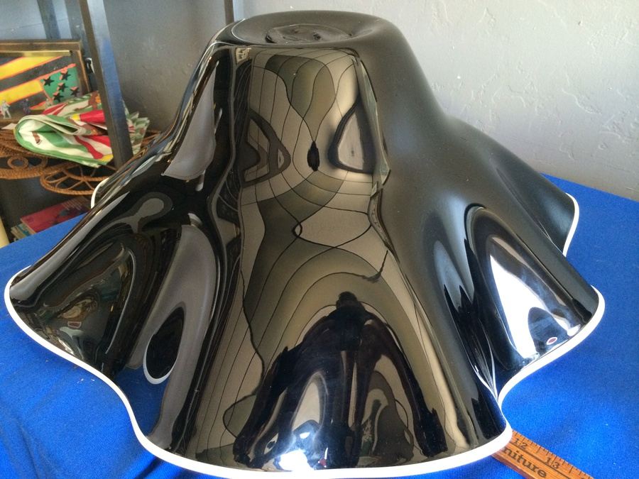 Large Purple Hand-Blown Glass Nesting Bowls - Each is Signed - Similar to Dale Chihuly  [Photo 2]