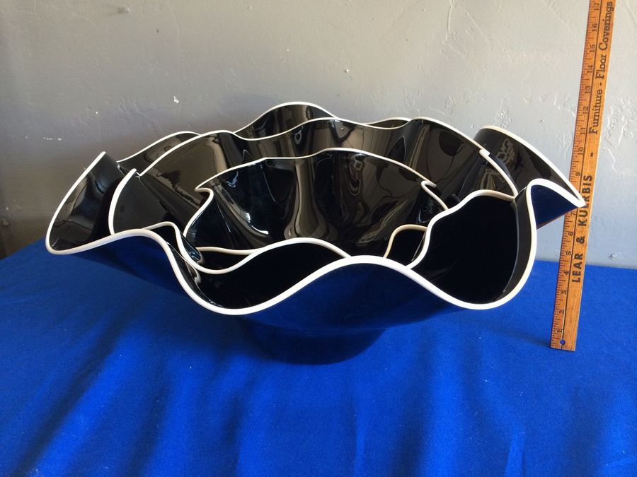 Large Purple Hand-Blown Glass Nesting Bowls - Each is Signed - Similar to Dale Chihuly 