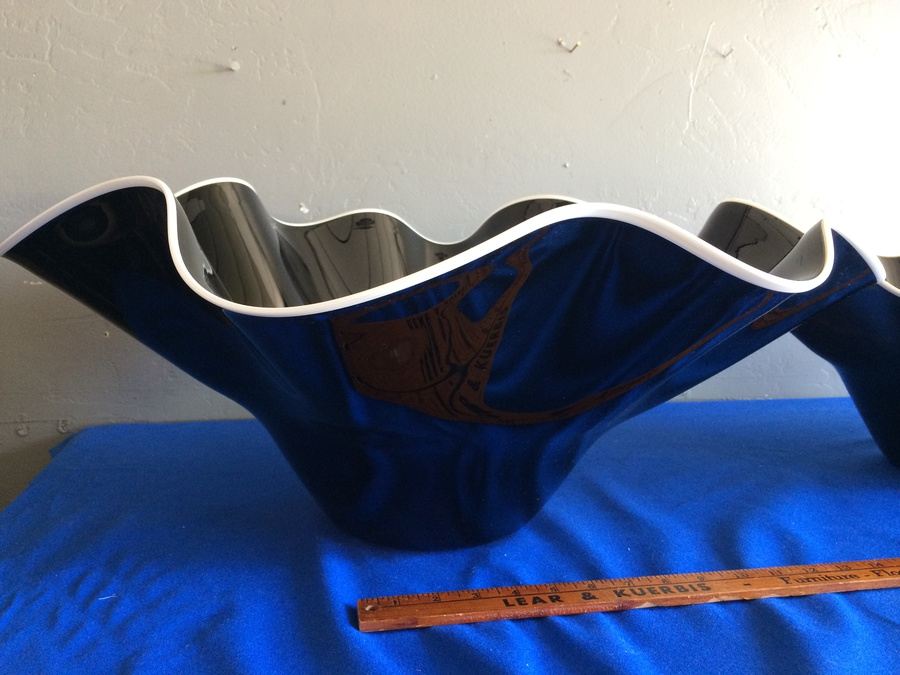 Large Purple Hand-Blown Glass Nesting Bowls - Each is Signed - Similar to Dale Chihuly  [Photo 6]