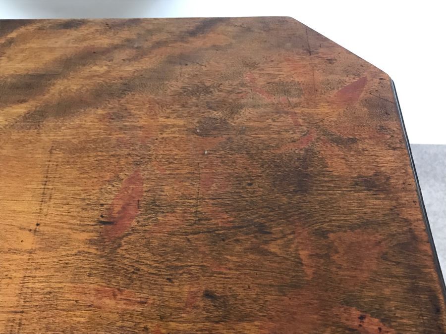 Antique Primitive Hand Painted Folding Table With Birds 30W X 15D X 28H [Photo 10]