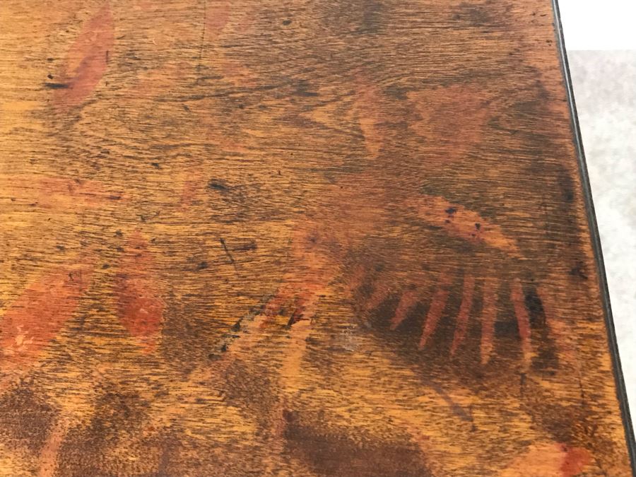 Antique Primitive Hand Painted Folding Table With Birds 30W X 15D X 28H [Photo 8]