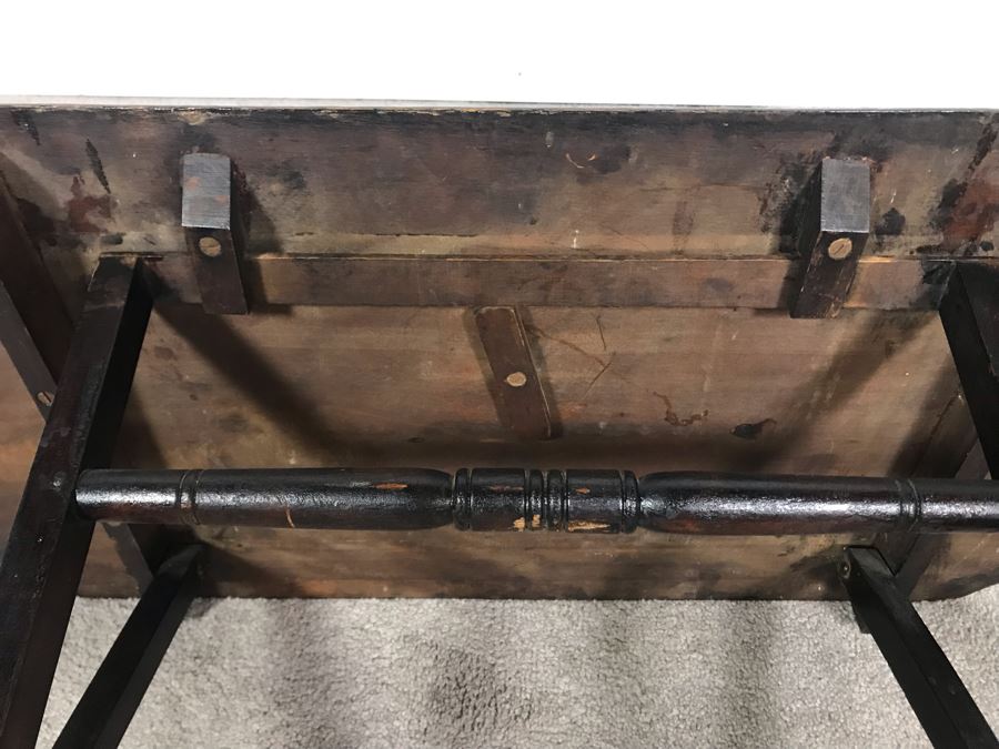 Antique Primitive Hand Painted Folding Table With Birds 30W X 15D X 28H [Photo 17]