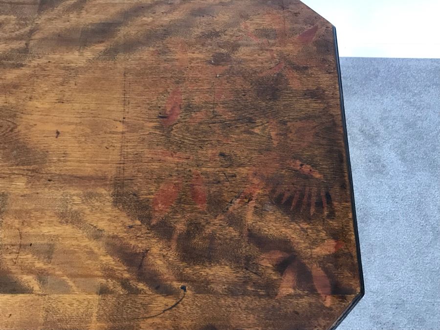 Antique Primitive Hand Painted Folding Table With Birds 30W X 15D X 28H [Photo 7]