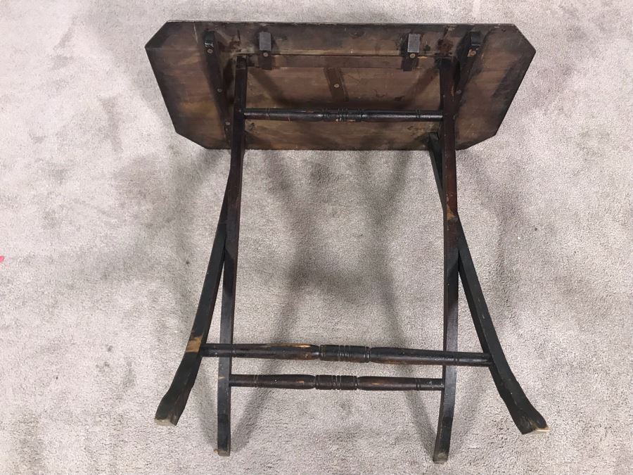 Antique Primitive Hand Painted Folding Table With Birds 30W X 15D X 28H [Photo 16]