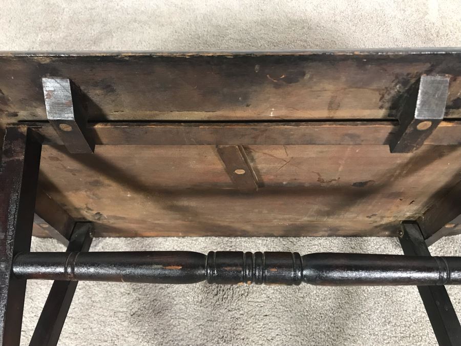 Antique Primitive Hand Painted Folding Table With Birds 30W X 15D X 28H [Photo 18]