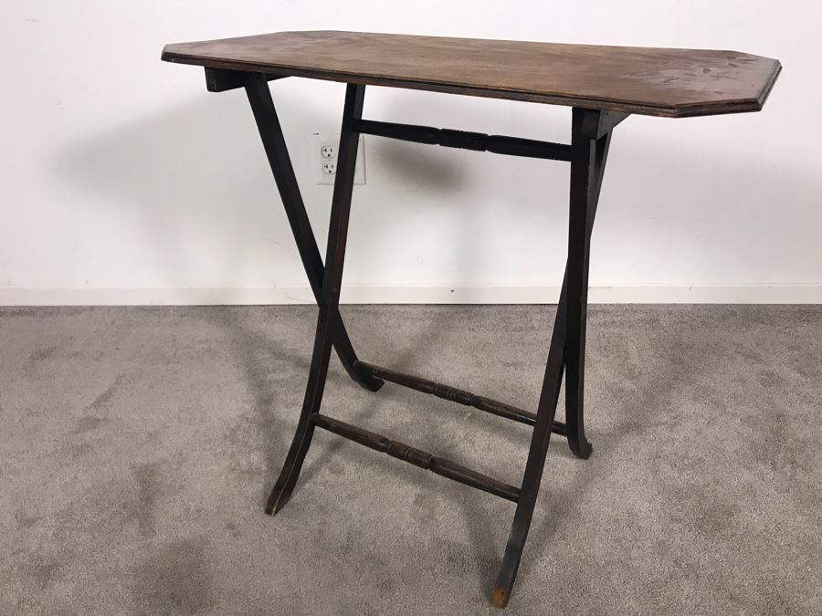 Antique Primitive Hand Painted Folding Table With Birds 30W X 15D X 28H [Photo 15]