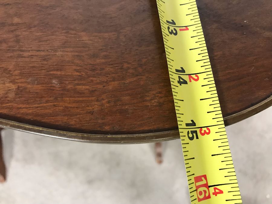 Antique Wood And Brass Kidney Shaped Table Stand Desk 28W X 15D X 28H [Photo 12]