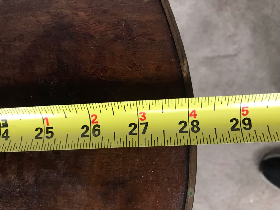 Antique Wood And Brass Kidney Shaped Table Stand Desk 28W X 15D X 28H [Photo 11]